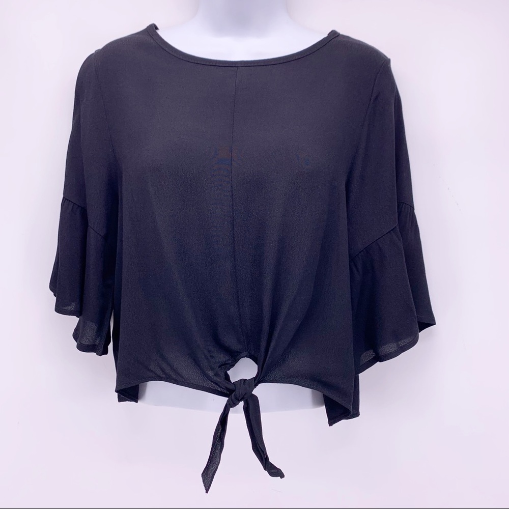 NEW American Rose Black Tie Front Top Size Small